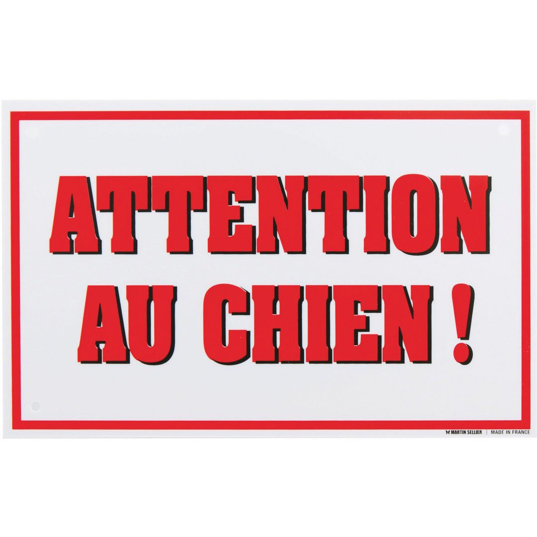 Panneau Attention Au Chien !- Plaque De Dissuasion - L. 16 cm x l. 10 cm 